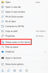 OneDrive - Always Keep on this Device - Windows
